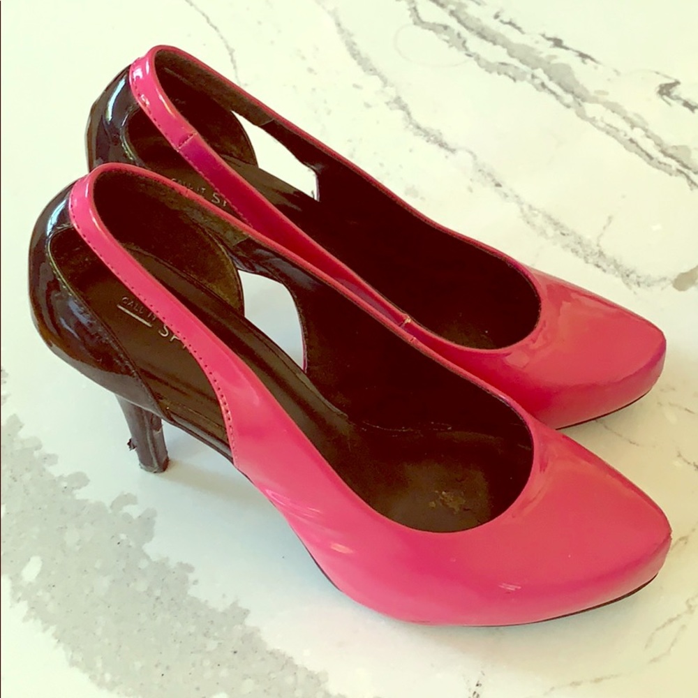Ladies size 8 pink and black heels